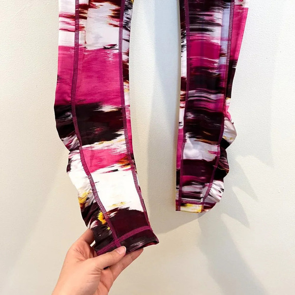 Lululemon Colorful Watercolor Ruffle Ankle Running Athletic Pants Leggings 4 - Picture 3 of 8